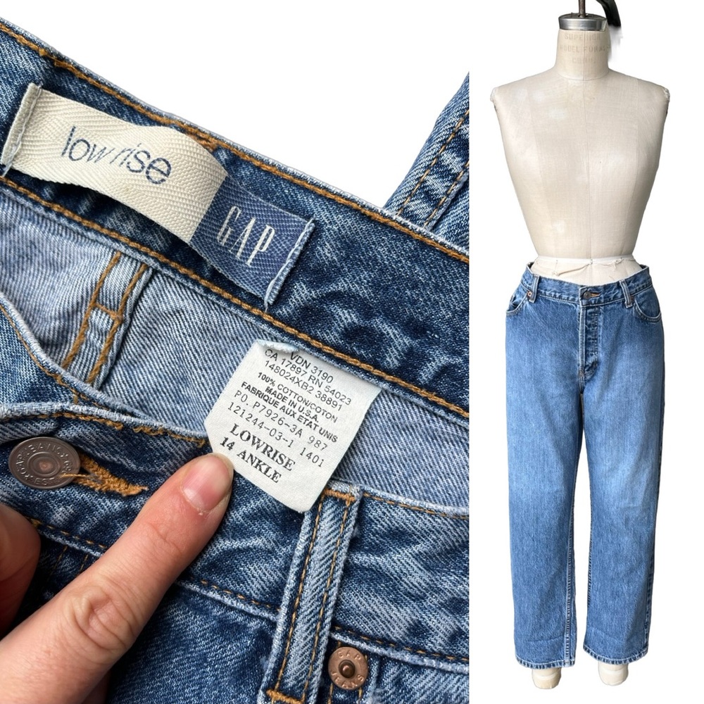 Vintage Women’s Gap Low Rise Ankle Jeans 90s Y2K Loose Fit Straight Plus Size 12